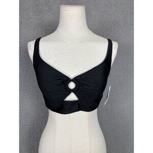 Bar III Women Resort Solids Keyhole Bikini Top Crossover Black Size Large NWT's.